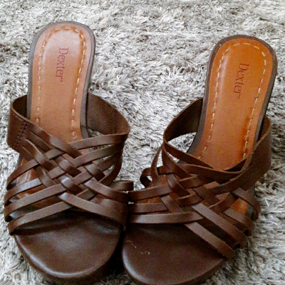 Brown strappy wedges